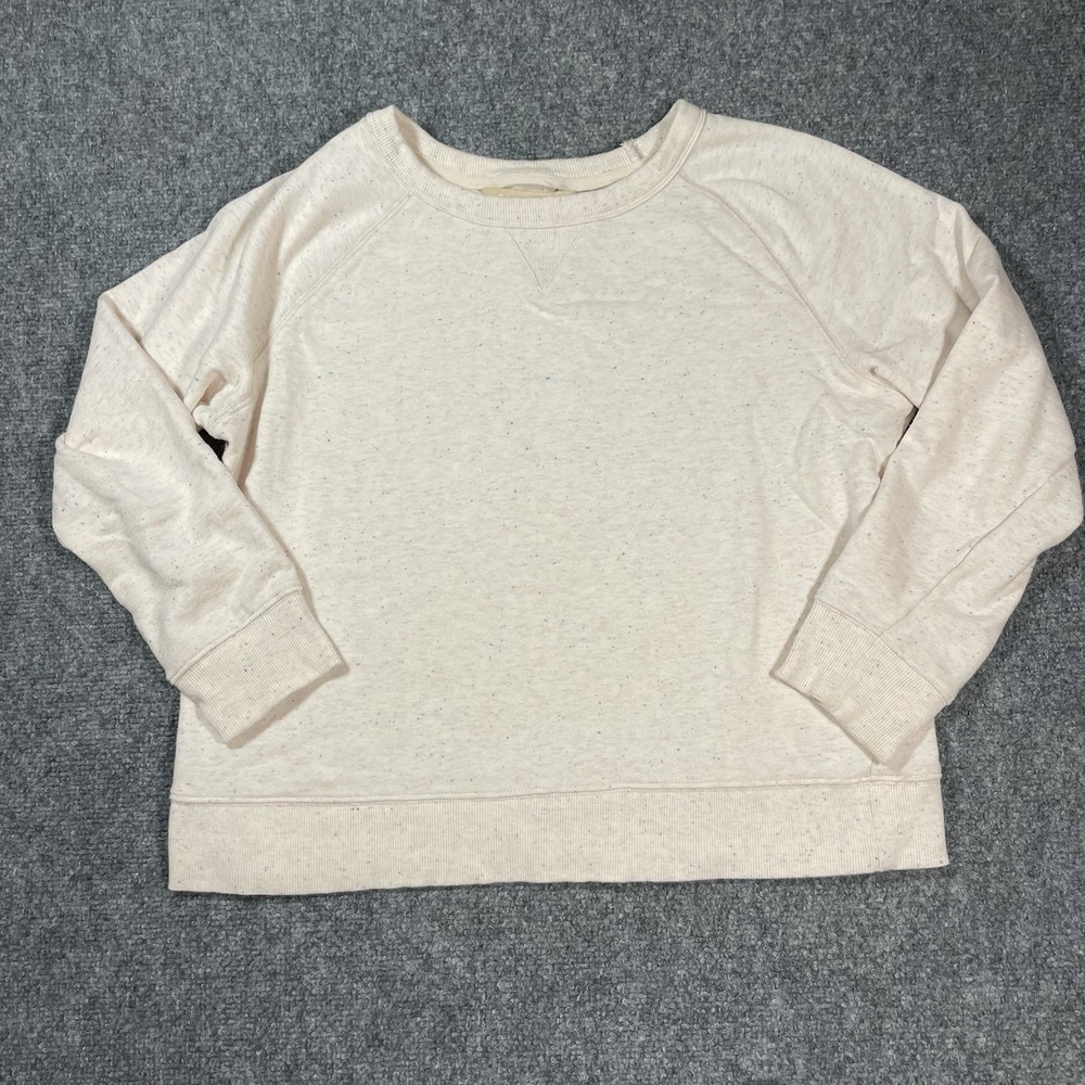 Roebuck & Co Womens Sweatshirt Confetti White SzLarge (SM) Cotton Blend Pullover